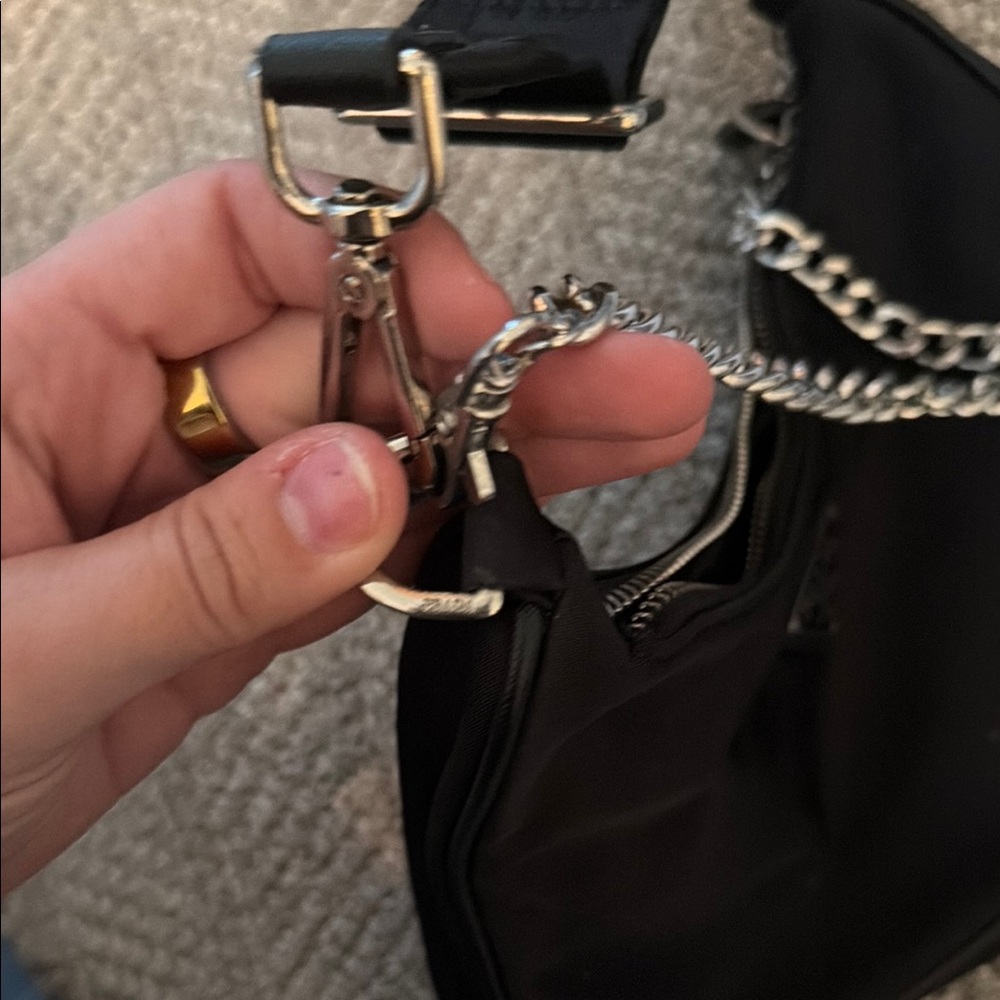Prada Black Nylon Shoulder Bag with Chain and Detachable Strap - Picture 8 of 8